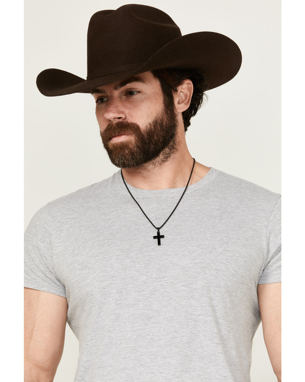 Men's Cody James Matte Black Inlay Cross Necklace