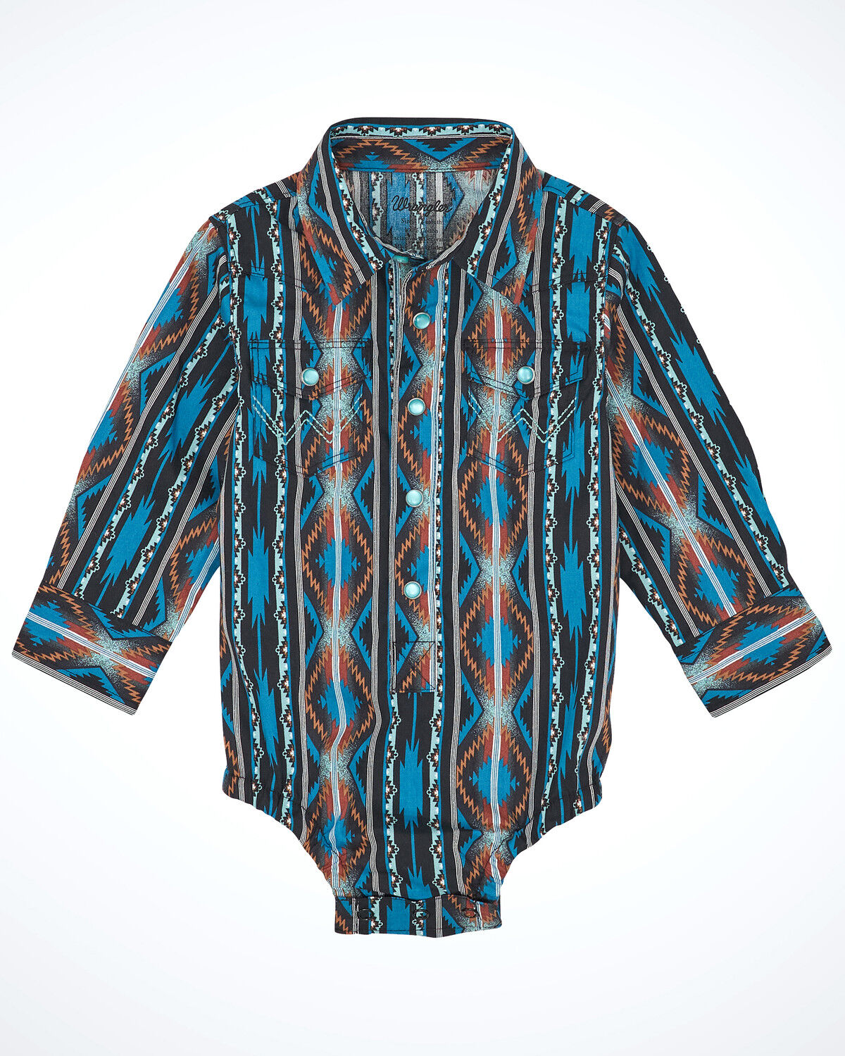 The product is a teal shirt, but it is specifically designed for infants rather than boys, which slightly reduces its relevance to the keyword.