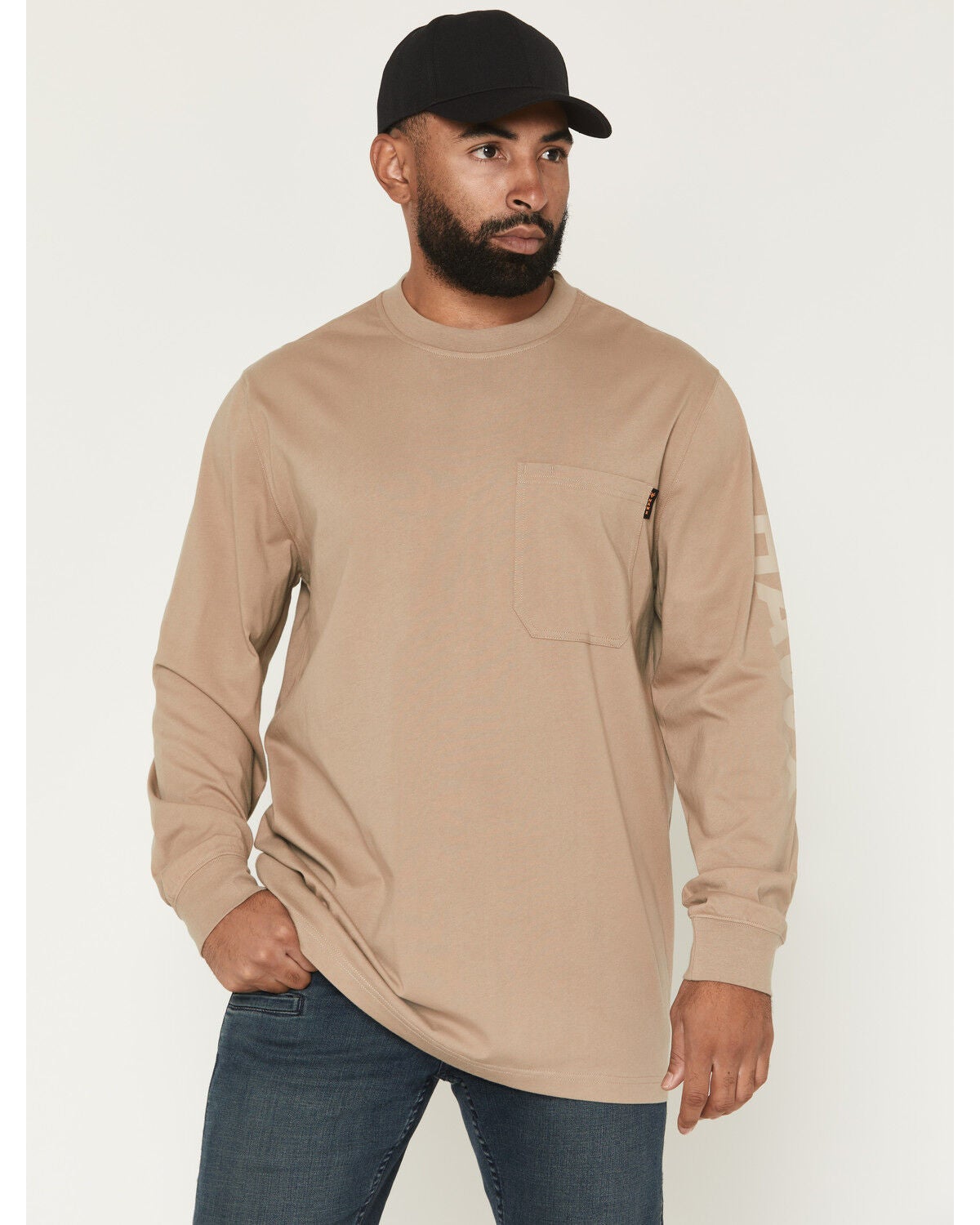 Men's Hawx Solid Graphic Logo Long Sleeve Work T-Shirt