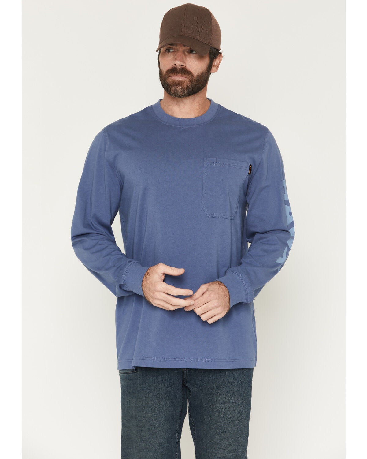 Men's Hawx Solid Graphic Logo Long Sleeve Work T-Shirt