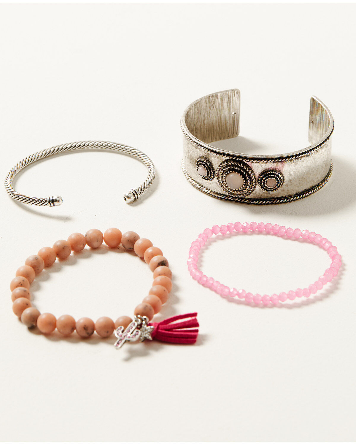Women's Shyanne Mixed Bead Cactus & Cuff Bracelet Set - 4-Piece