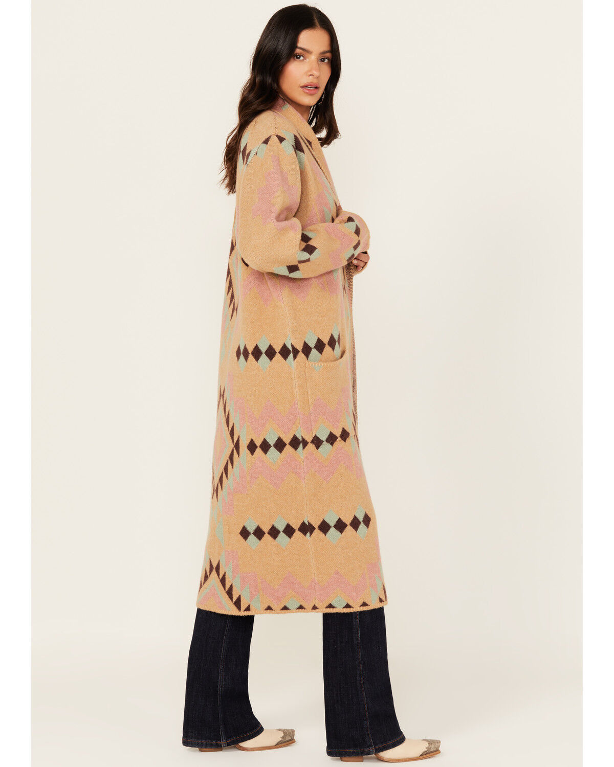 Women's Ariat Southwestern Geo Print Duster Sweater