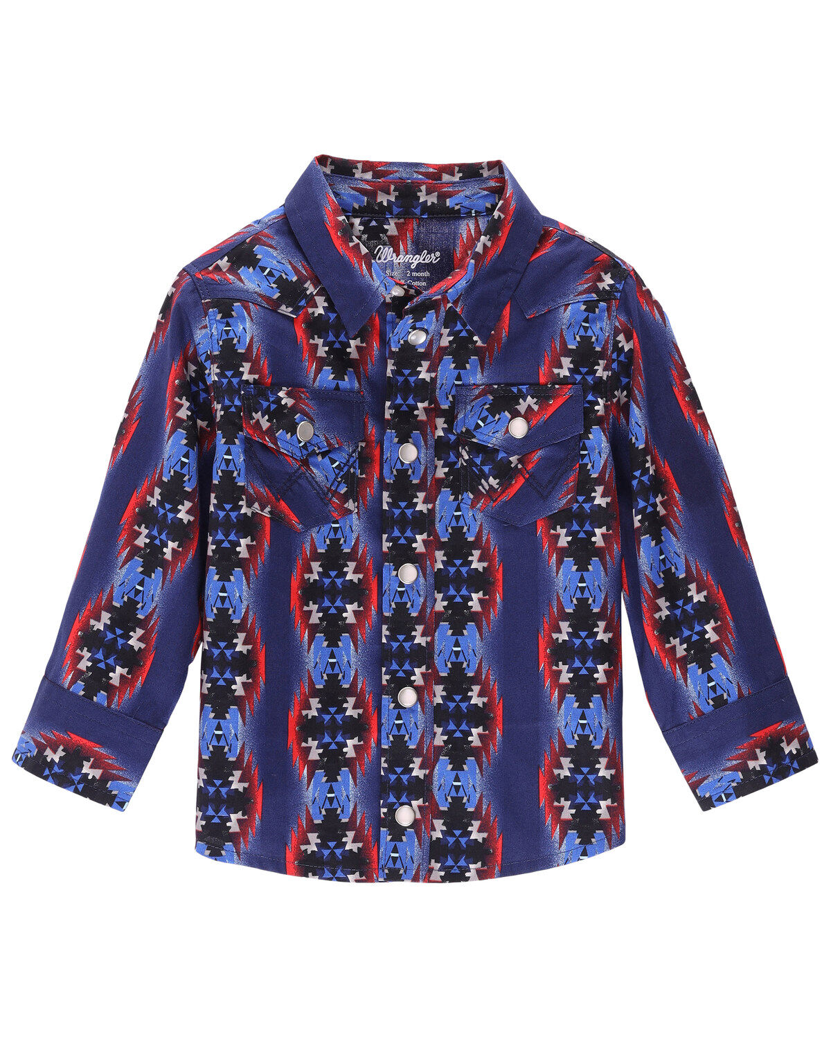 Boys' Wrangler Toddler Checotah Print Long Sleeve Snap Western Shirt
