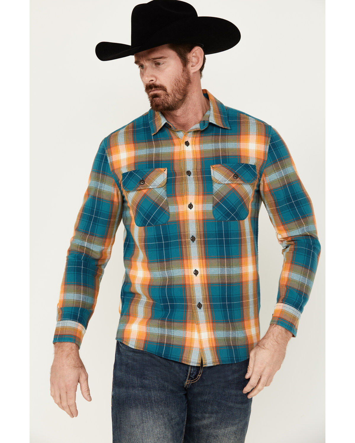 Men's Pendleton Beach Shack Plaid Print Long Sleeve Button-Down Wester