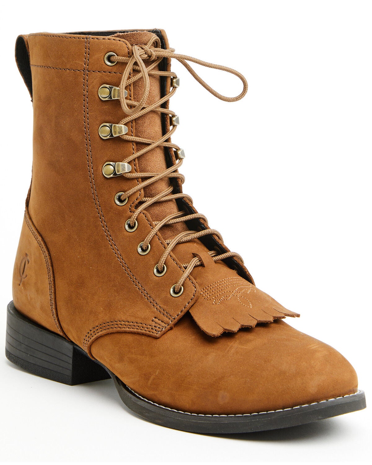 Cody James Highland 8 Inch Men’s Distressed Brown Lace-Up Work Boots with Round Toe – Size 9 D