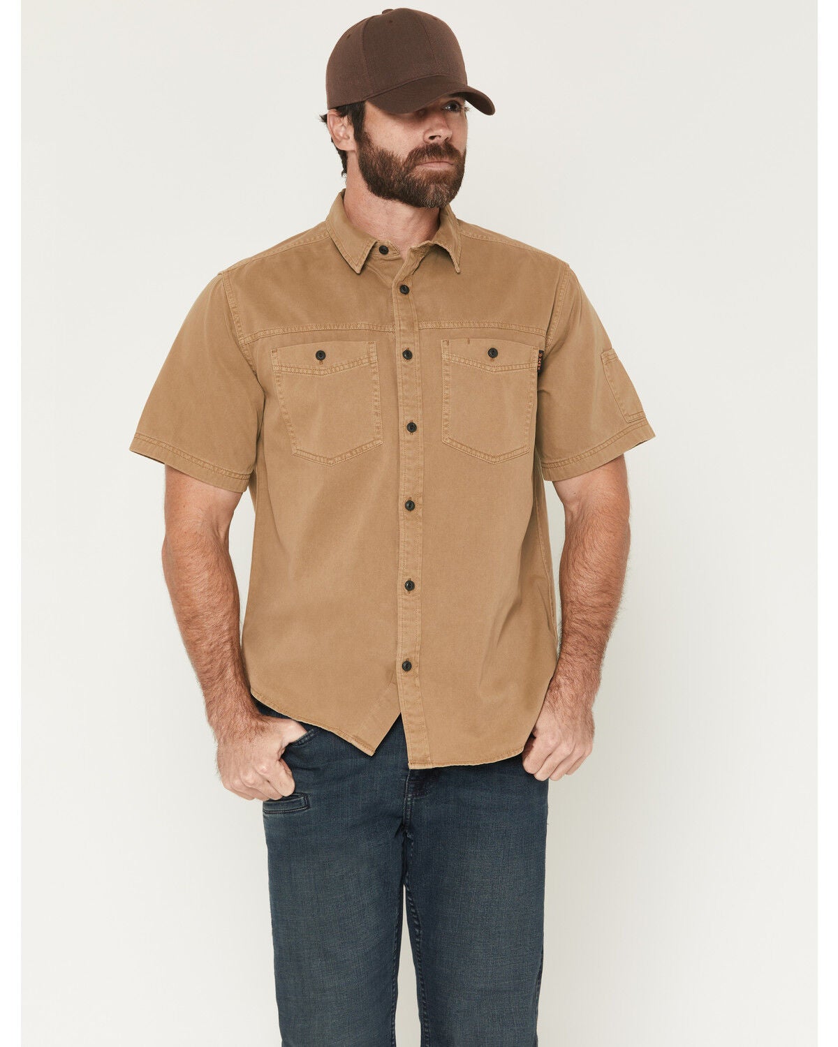 Men's Hawx Burr Solid Short Sleeve Button-Down Work Shirt