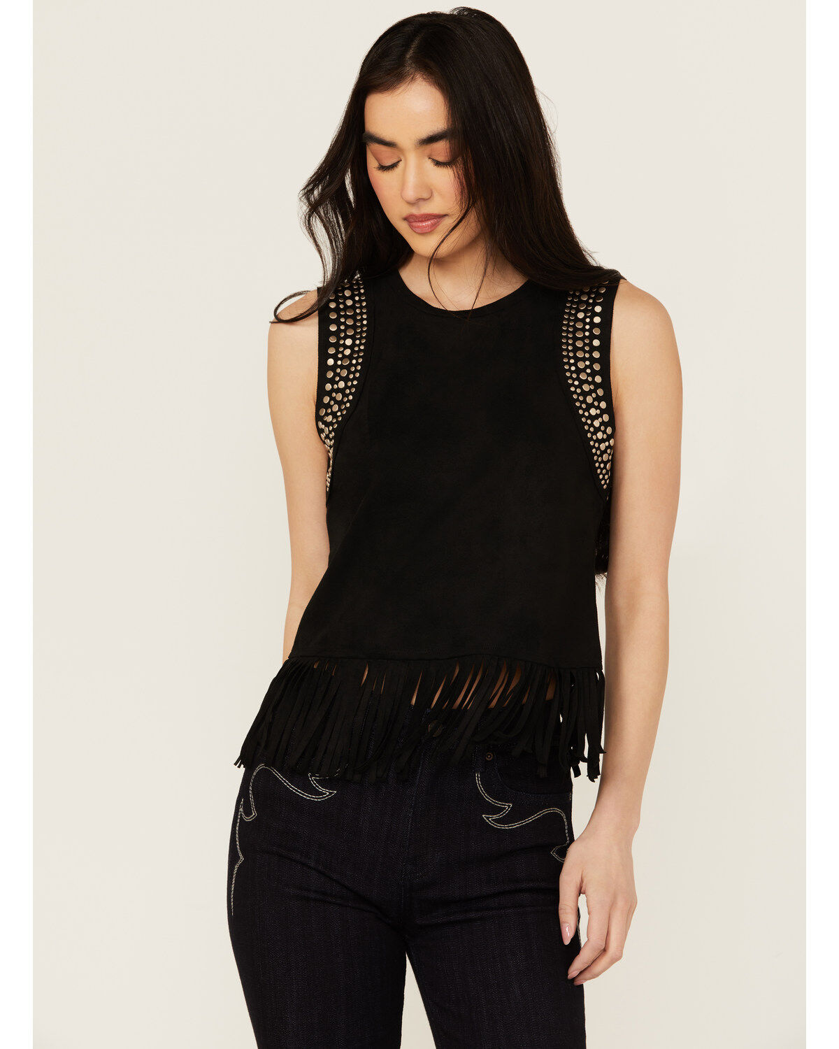 Women's Idyllwind Lillian Studded Fringe Faux Suede Tank Top
