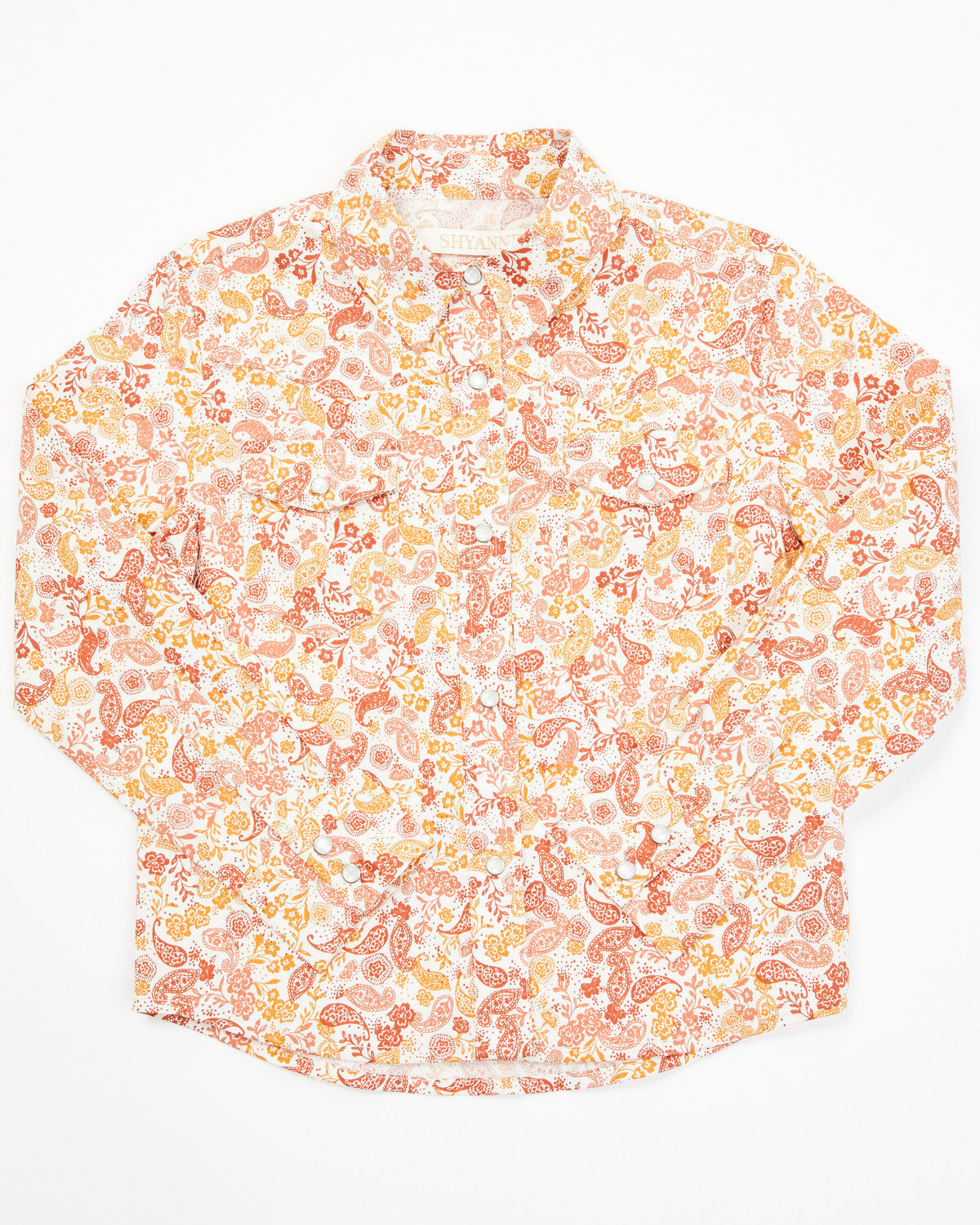 Girls' Shyanne Toddler Ash Floral Print Long Sleeve Pearl Snap Stretch