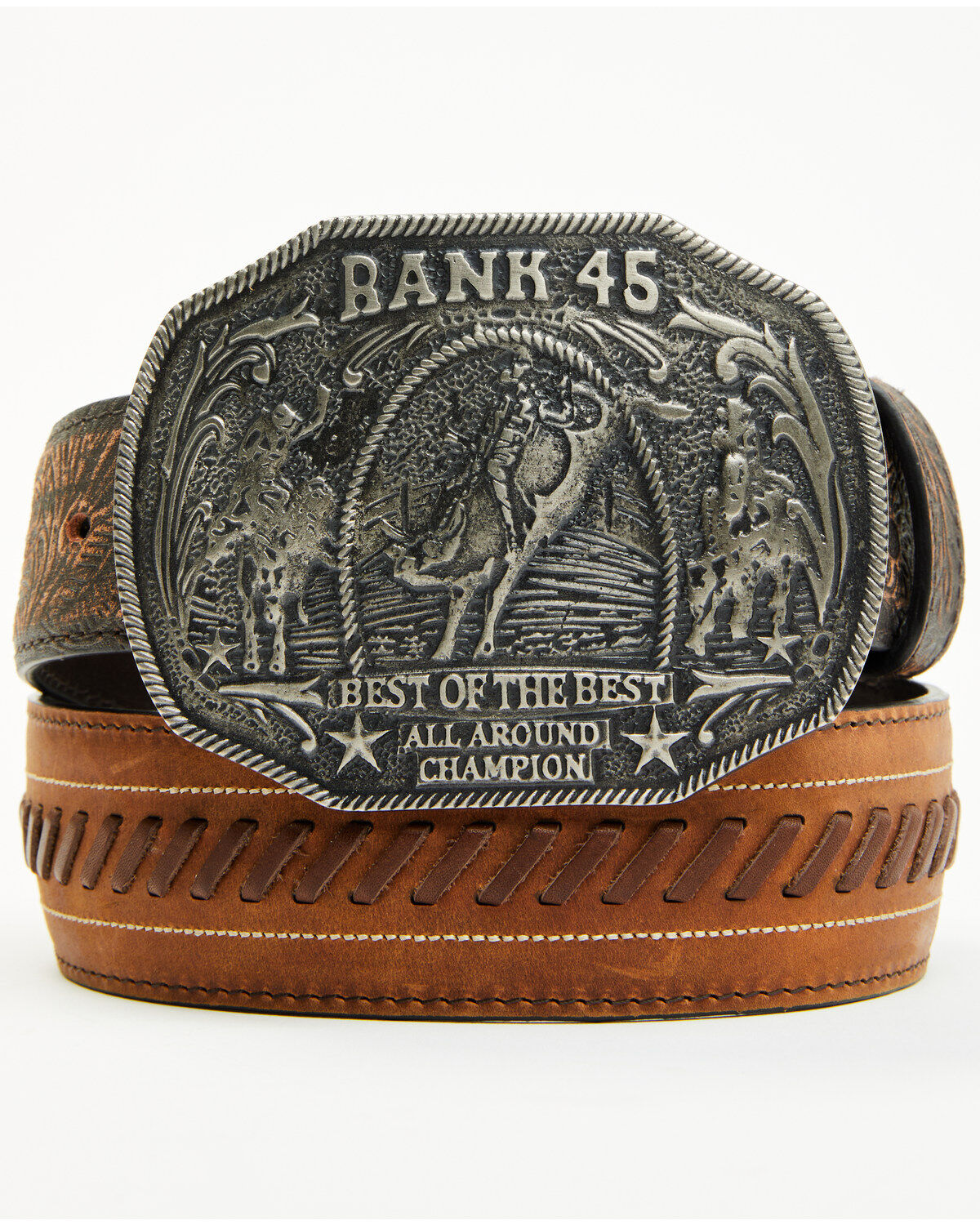 Men's RANK 45 Brooks Tooled Leather Buckle Belt