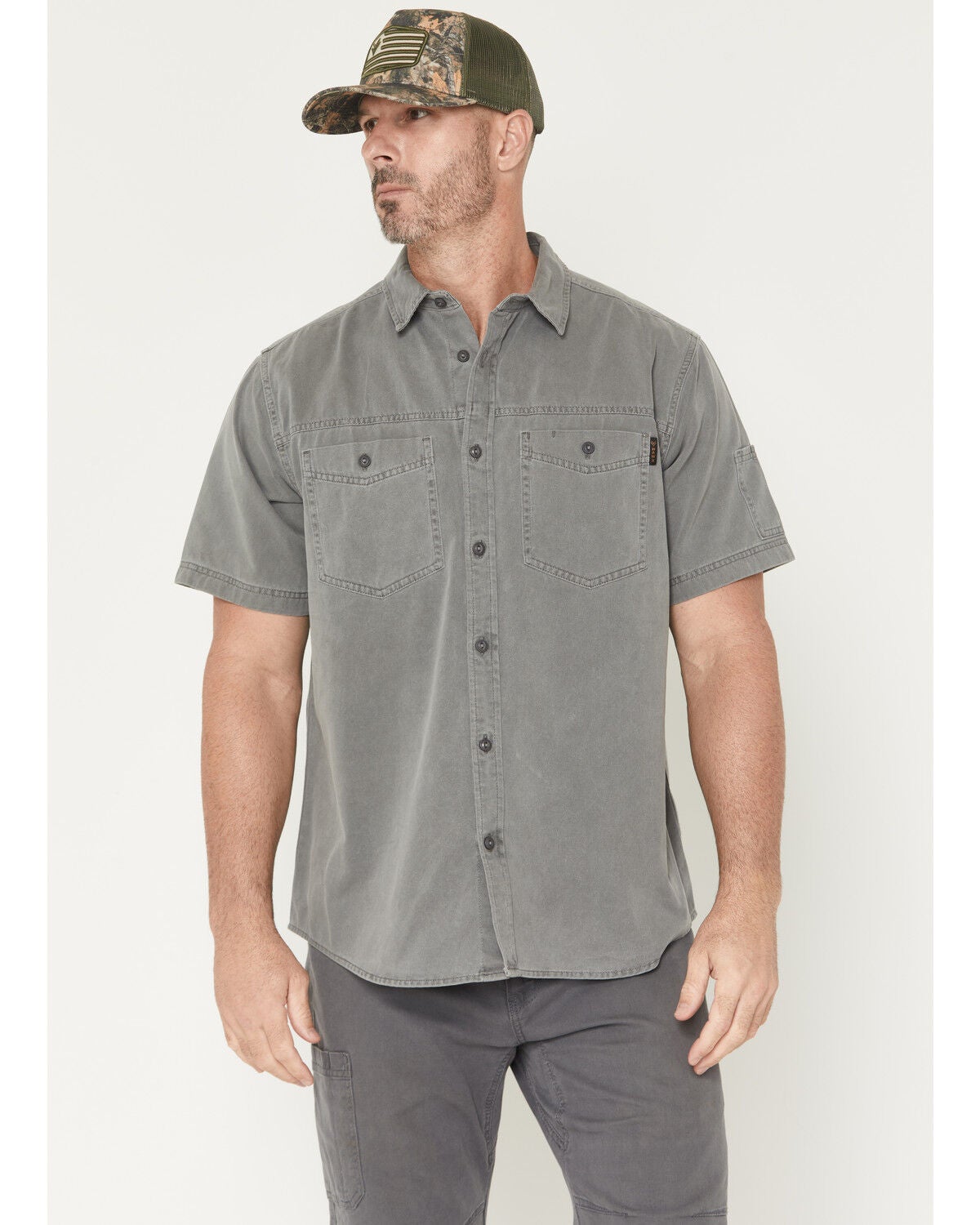 Men's Hawx Burr Solid Short Sleeve Button-Down Woven Work Shirt