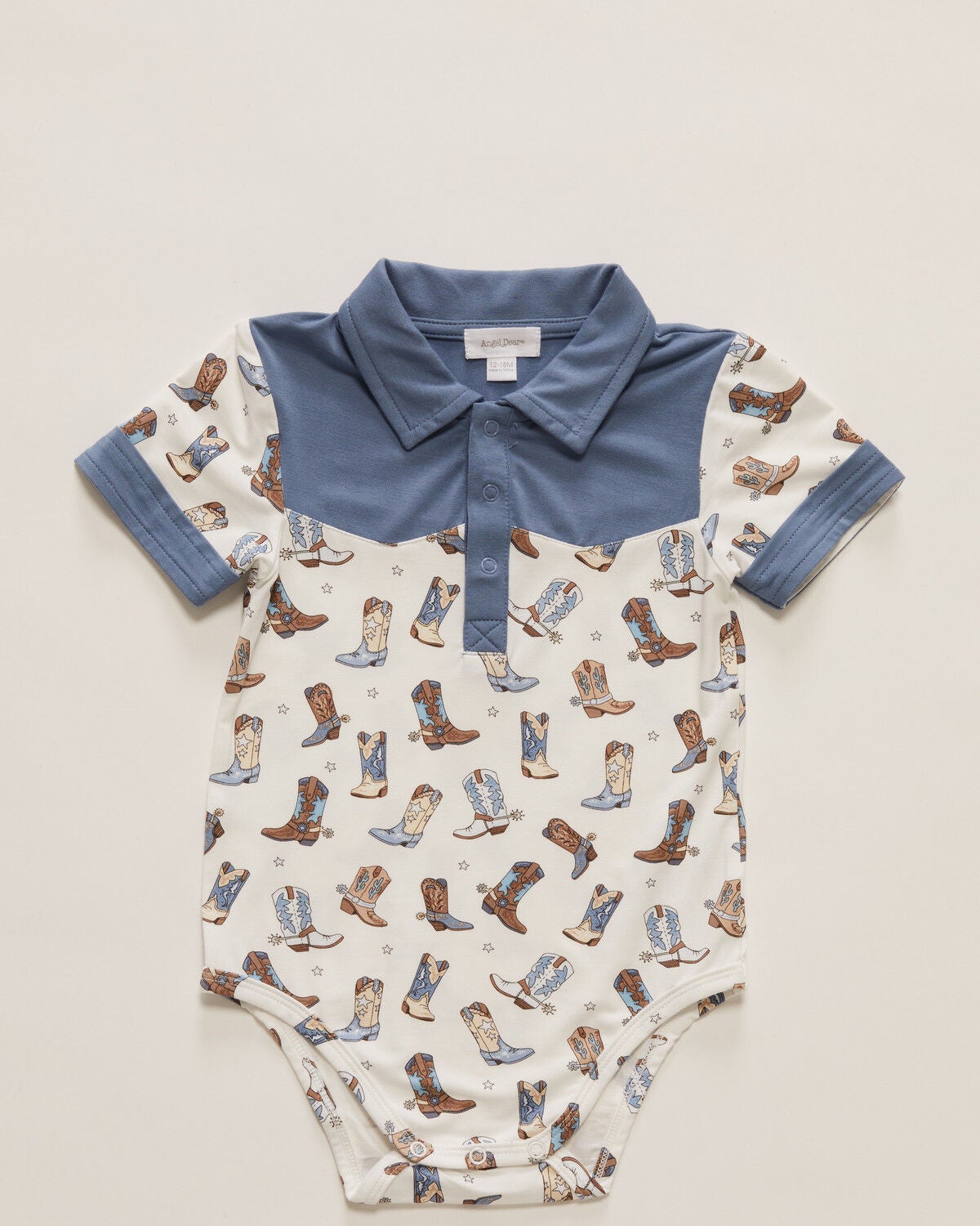 Boys' Angel Dear Infant Cowboy Boots Short Sleeve Onesie