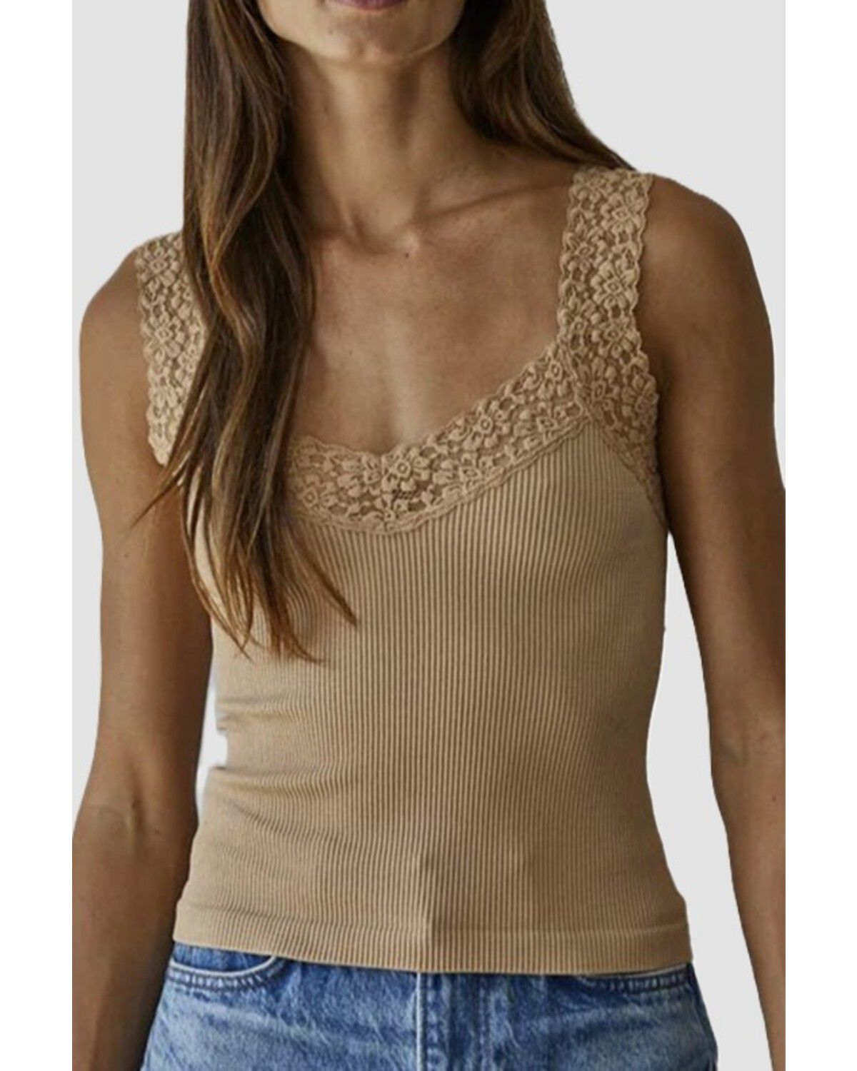 Women's By Together Lace Trim Ribbed Tank