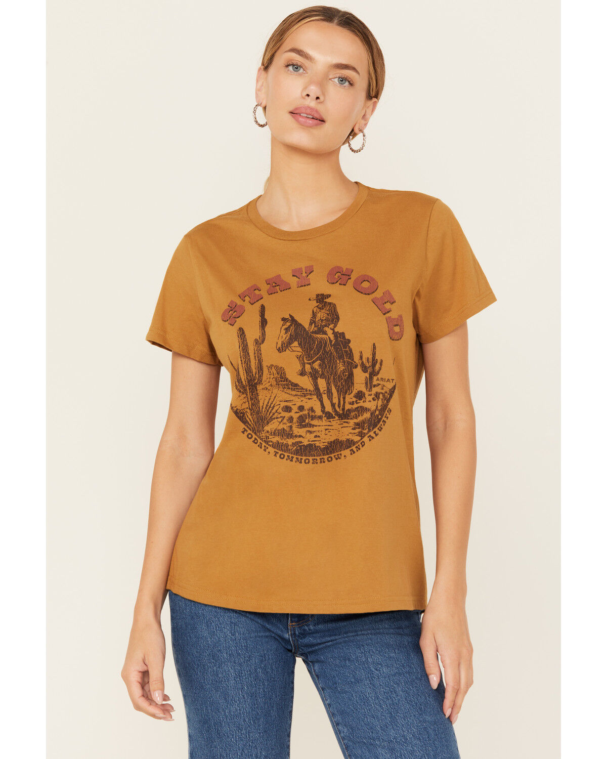 Women's Ariat Gold Cowboy Short Sleeve Graphic Tee