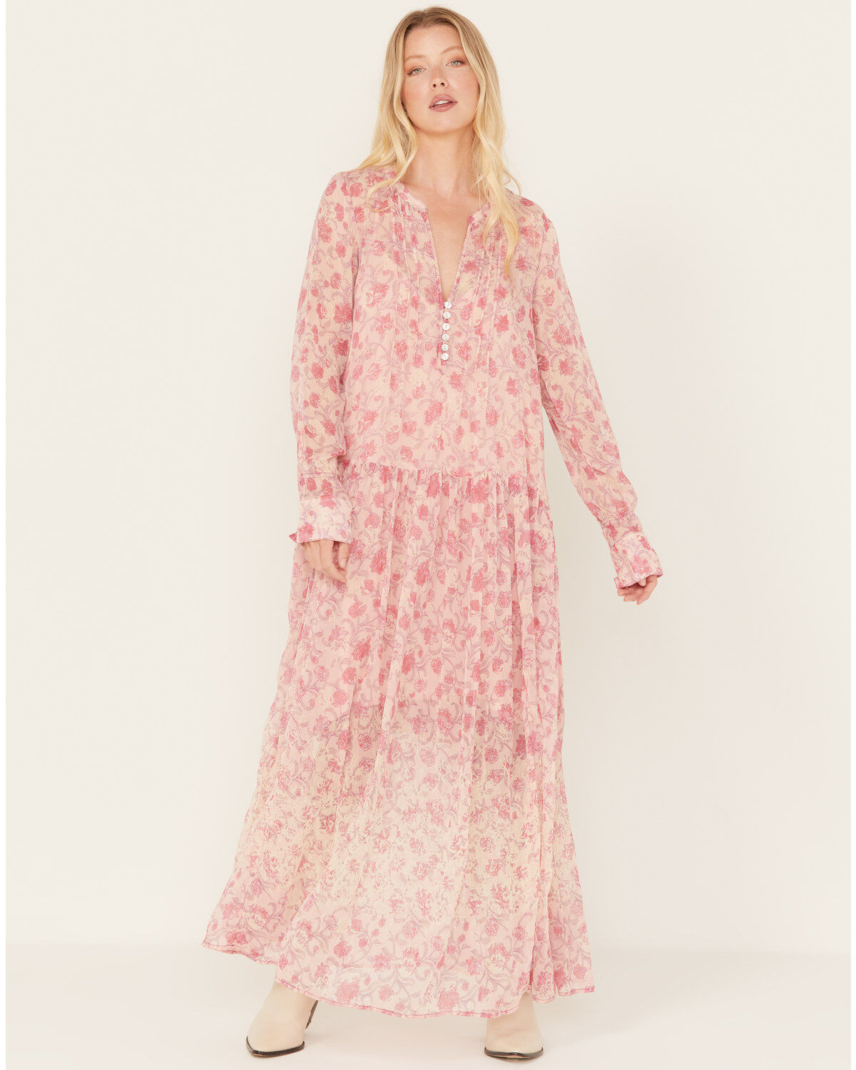 Women's Free People See It Through Floral Long Sleeve Maxi Dress