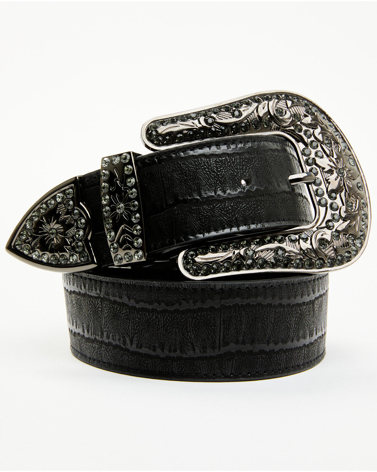 Women's Shyanne Piper Crocodile Embossed Rhinestone Buckle Belt
