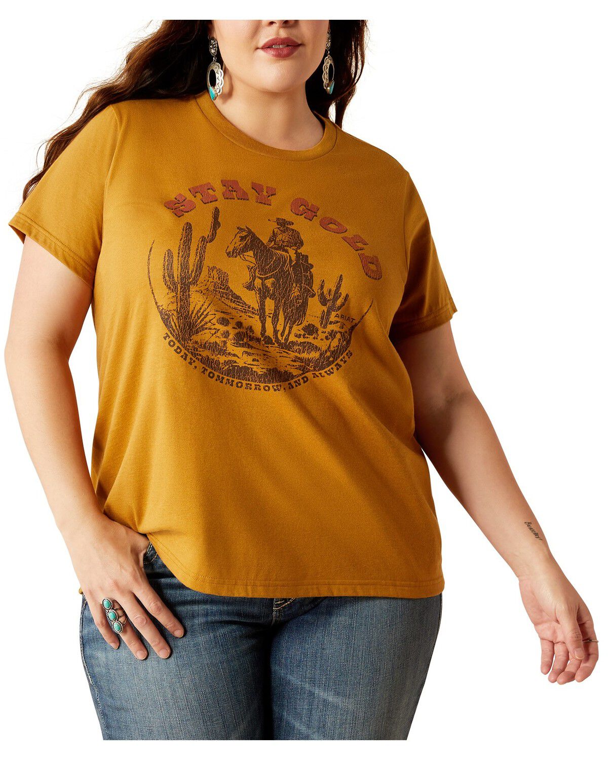 Women's Ariat Stay Gold Short Sleeve Graphic Tee - Plus
