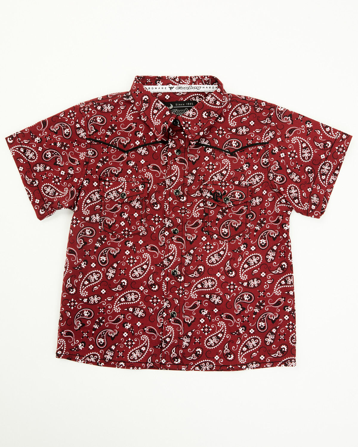 Boys' Cowboy Hardware Toddler Paisley Print Short Sleeve Snap Stretch