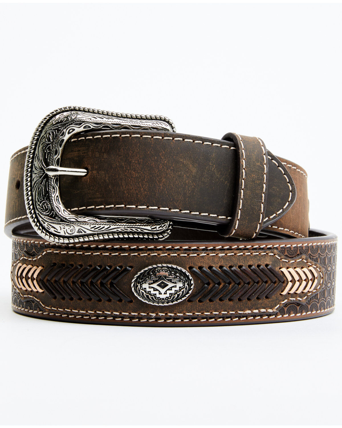 Men's Cody James Southwestern Concho Belt With Lace Detail