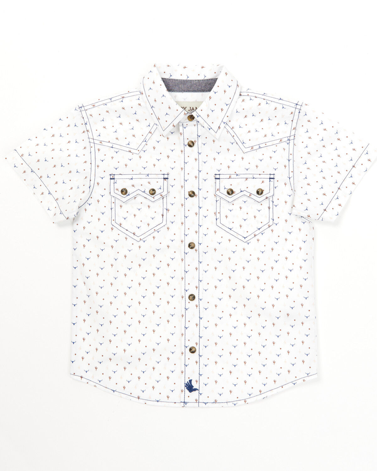 Boys' Cody James Toddler Bull Cactus Print Short Sleeve Snap Western S