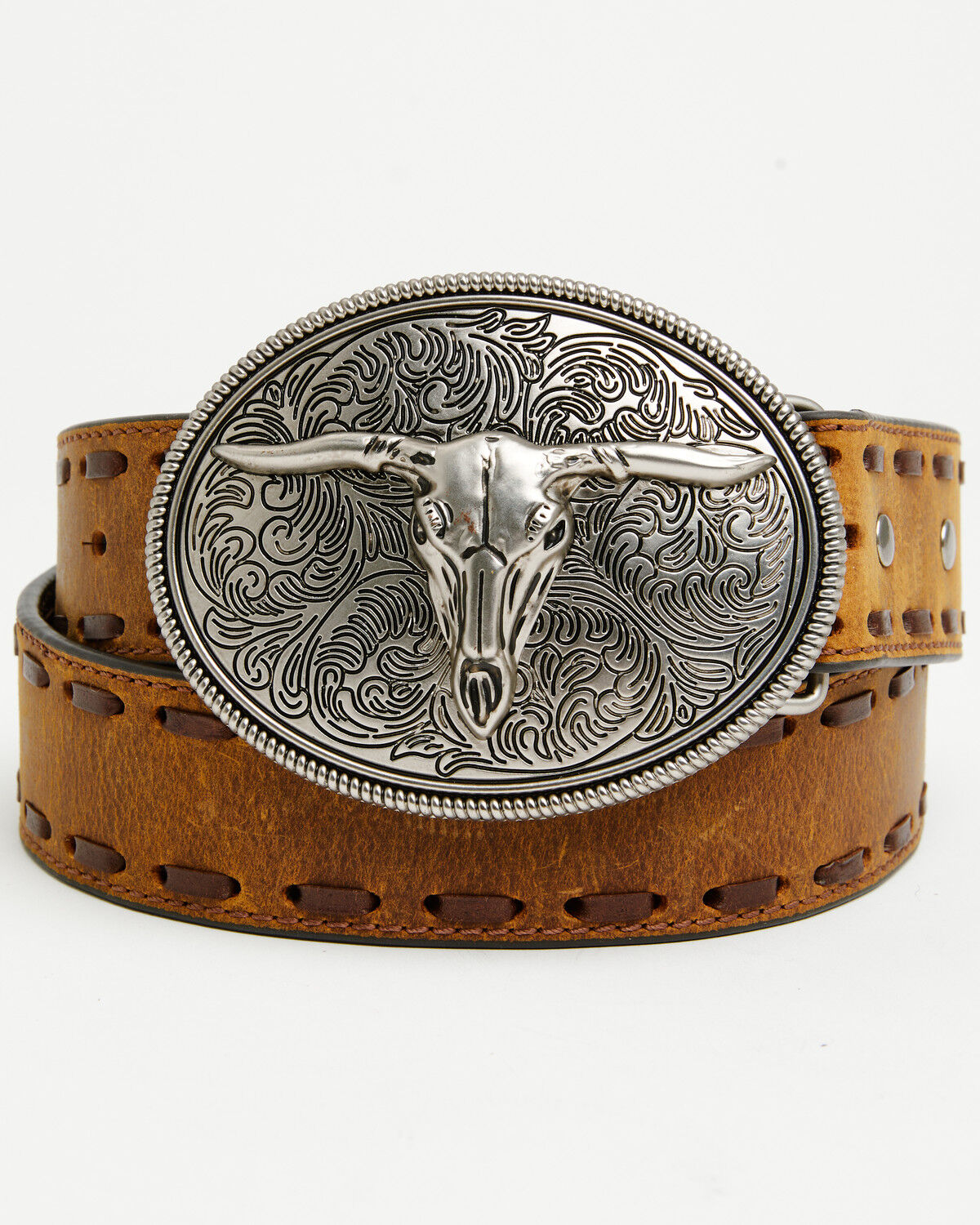 Men's Cody James Longhorn Whipstitch Buckle Belt