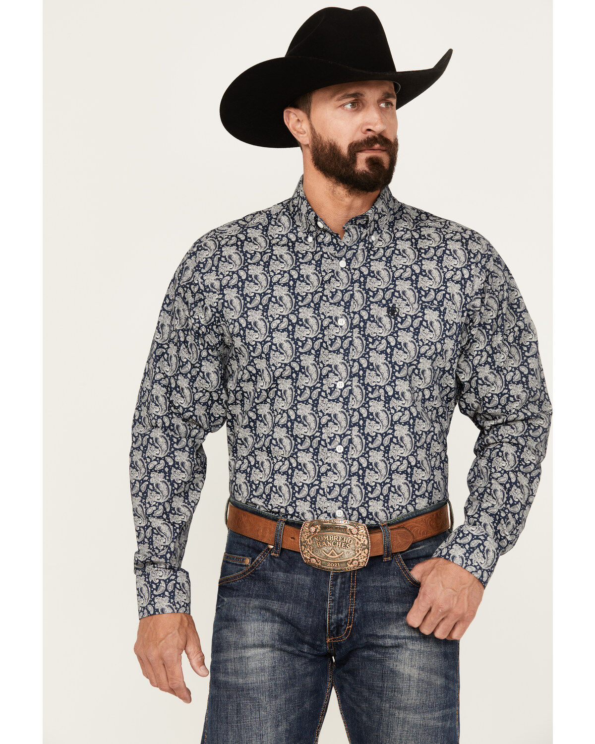 Men's Ariat Kohen Paisley Print Long Sleeve Button-Down Western Shirt