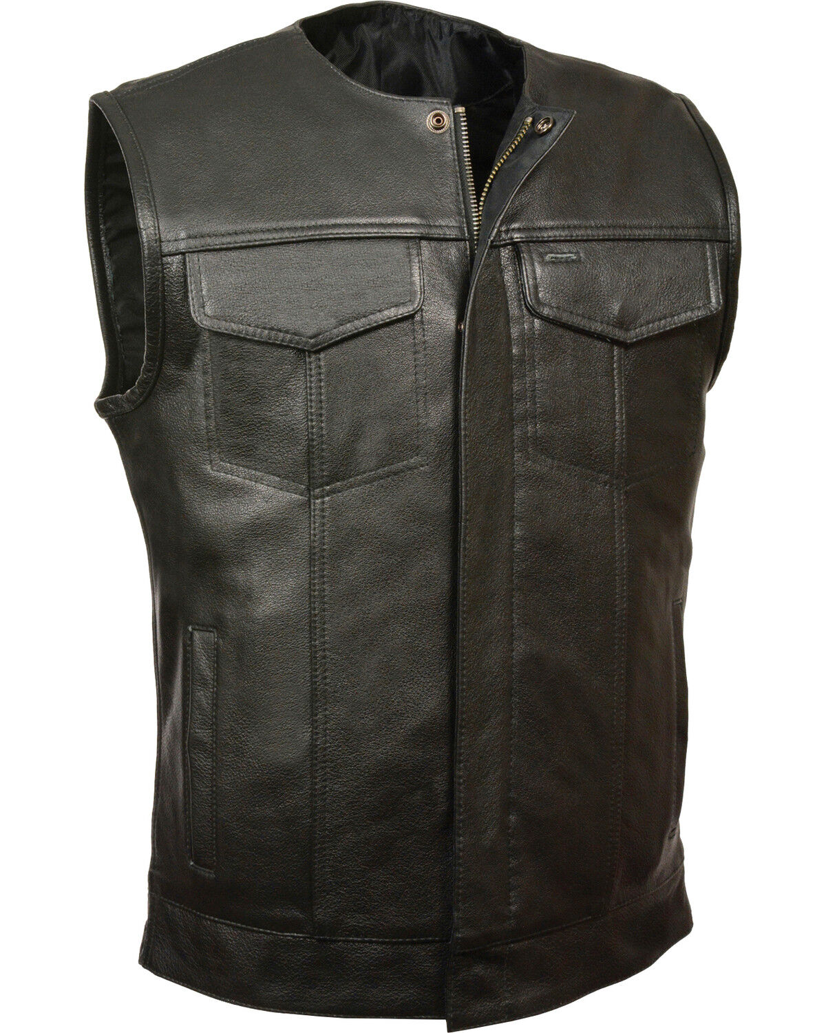 Men's Milwaukee Leather Collarless Zip Front Club Style Vest - Big 5X