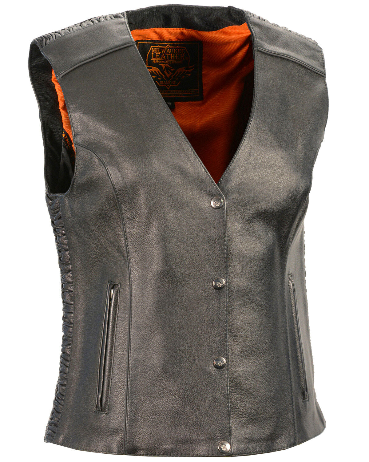 Women's Milwaukee Leather Phoenix Stud Embroidered Snap Front Vest - 5