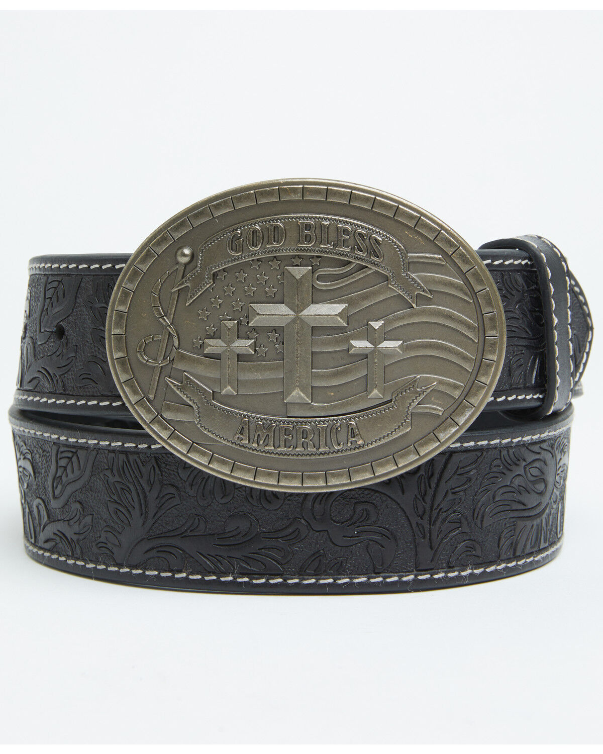 Men's Cody James God Bless America Tooled Buckle Belt