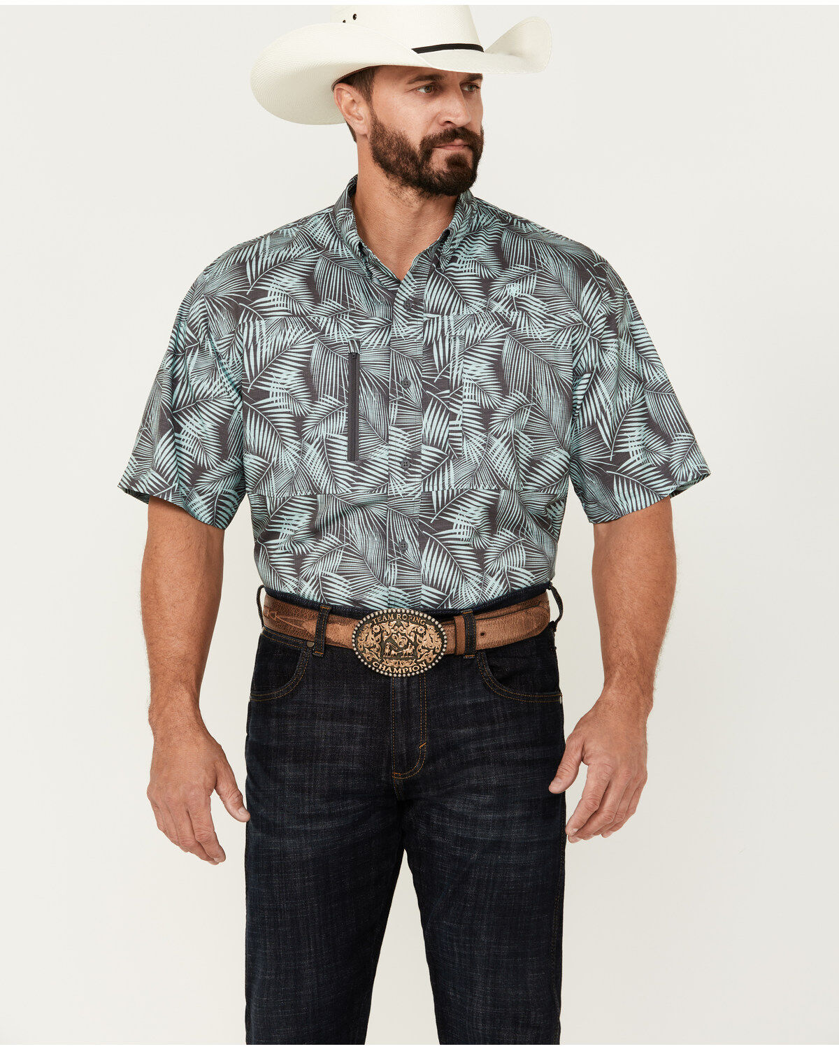 Men's Ariat VentTEK Classic Fit Palm Leaf Short Sleeve Performance Shi