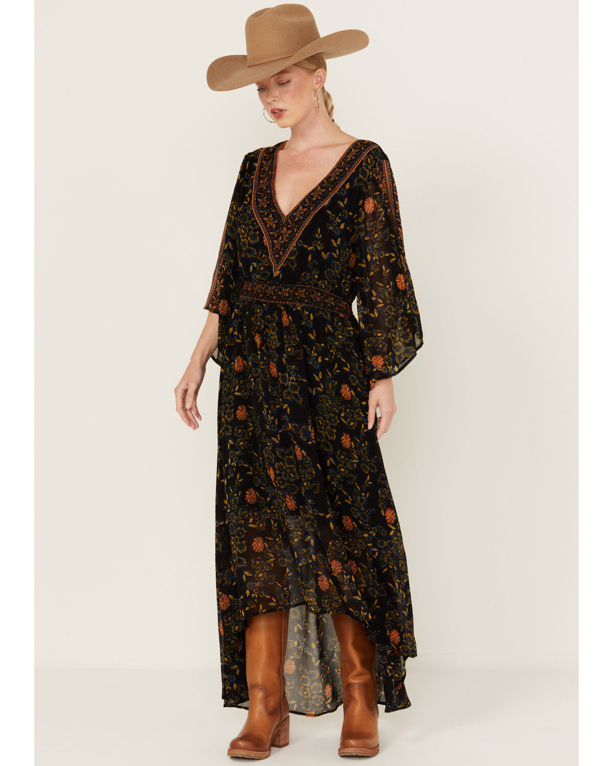 Women's Beyond The Radar Border Print Maxi Dress