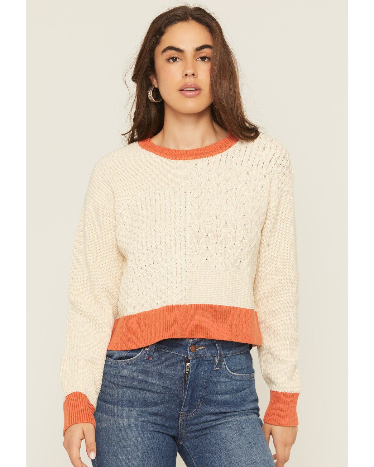 Women's Cleo + Wolf Colorblock And Stitch Sweater