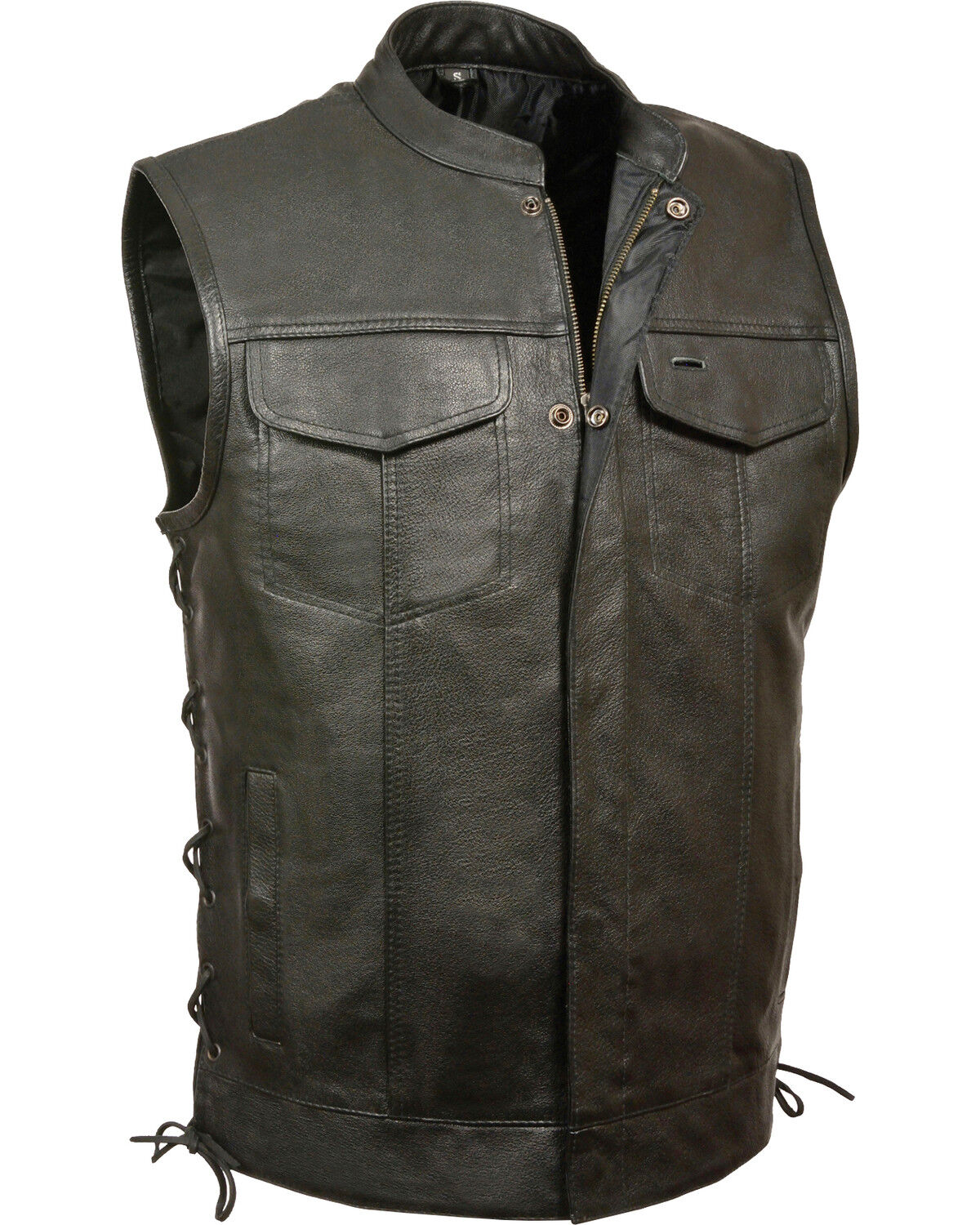 Men's Milwaukee Leather Side Lace Snap / Zip Front Club Style Vest - B