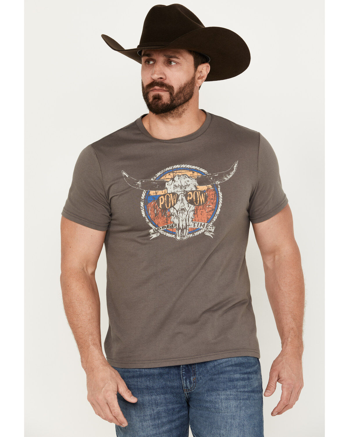 Men's Rock & Roll Denim Pow Pow Rodeo Short Sleeve Graphic T-Shirt