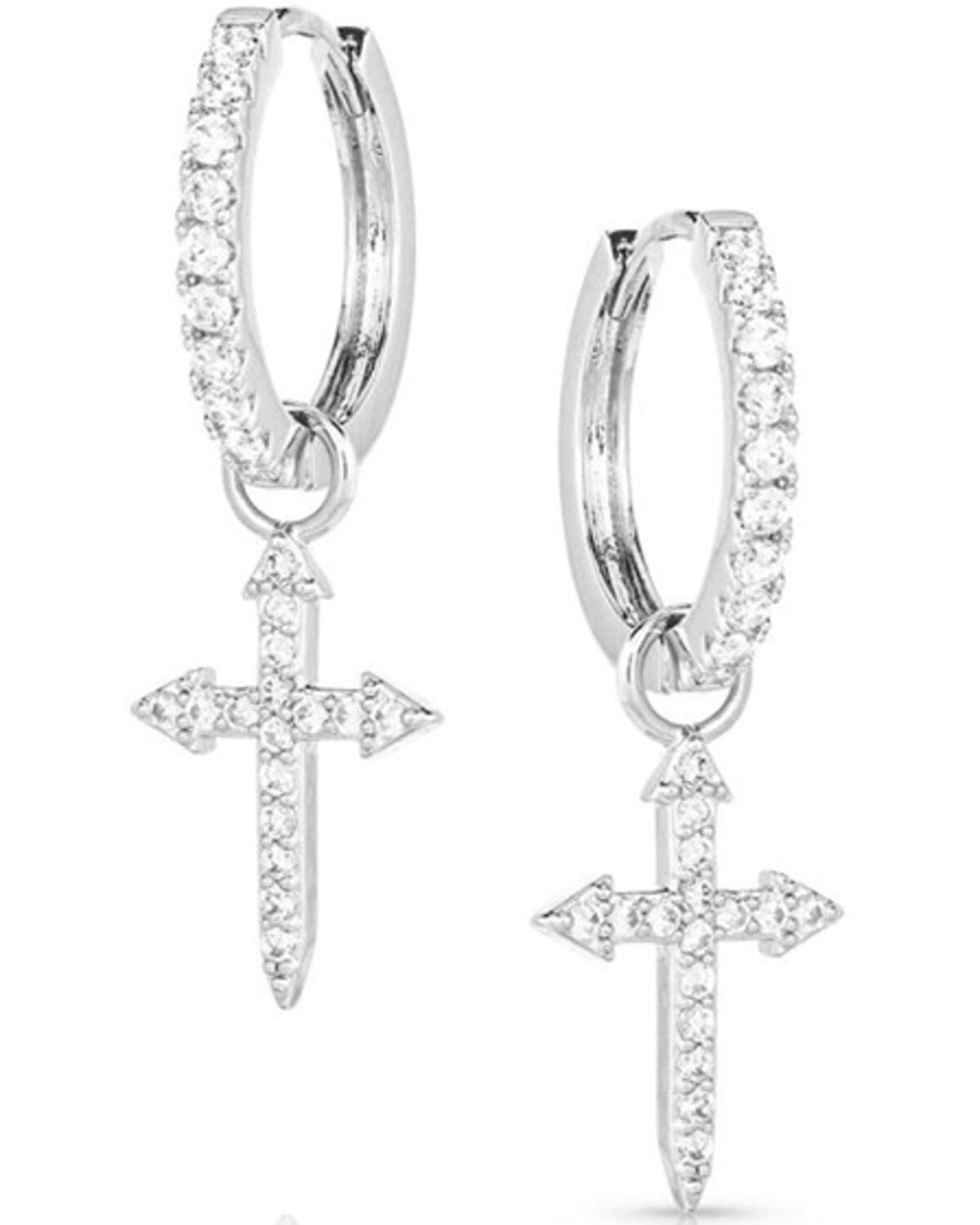 Women's Montana Silversmiths Crystal Devotion Cross Earrings