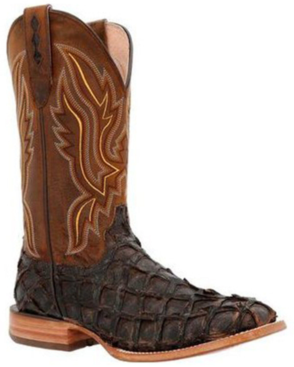 Men's Durango Exotic Pirarucu Skin Western Boots - Broad Square Toe
