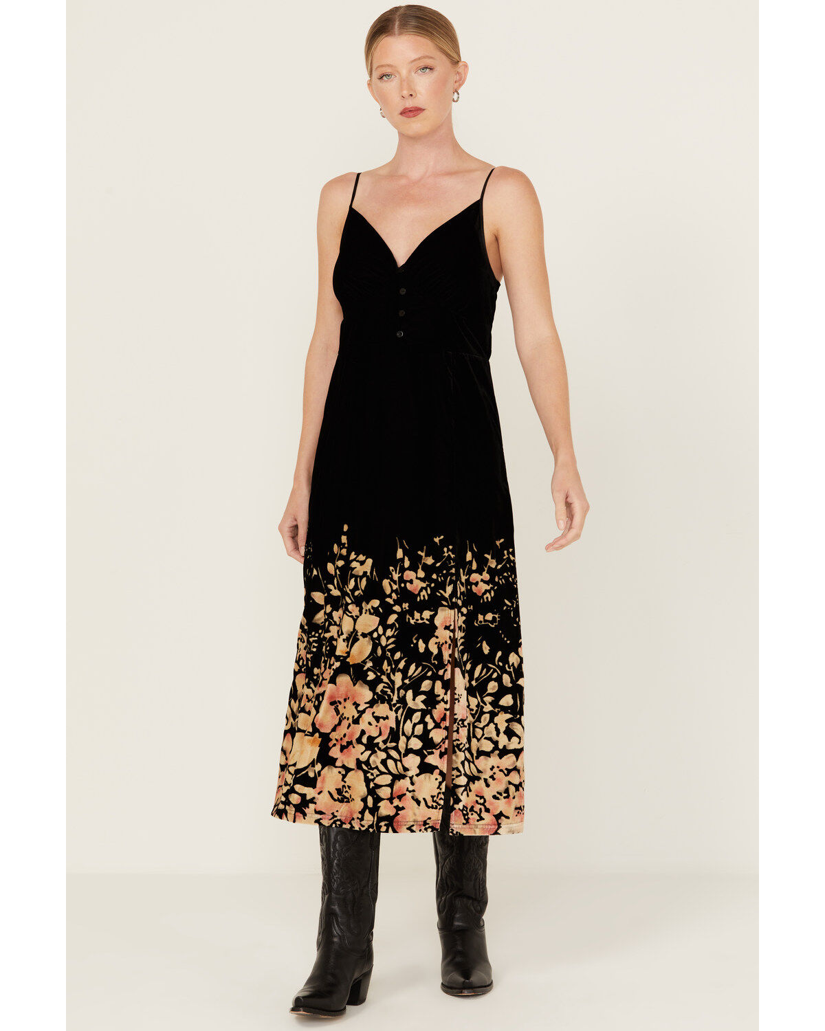 Women's Beyond The Radar Velour Printed Midi Dress