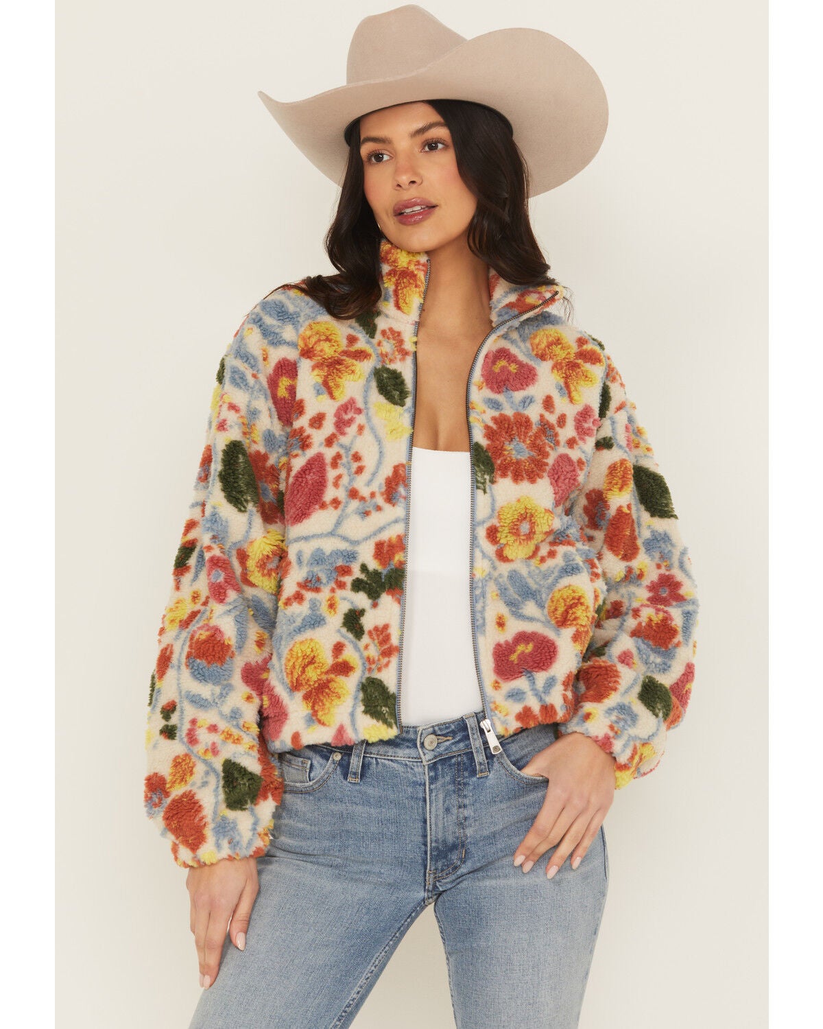 Women's Cleo + Wolf Floral Sherpa Jacket