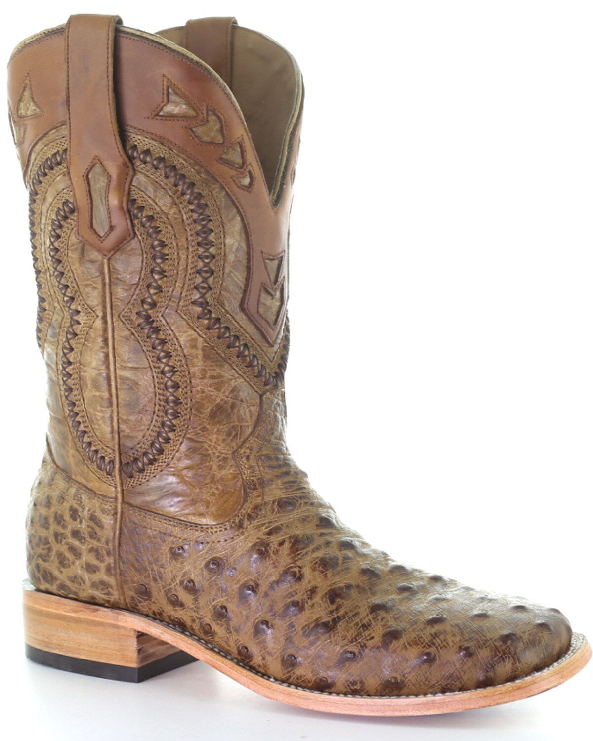 Men's Corral Woven Ostrich Overlay Western Boots - Square Toe