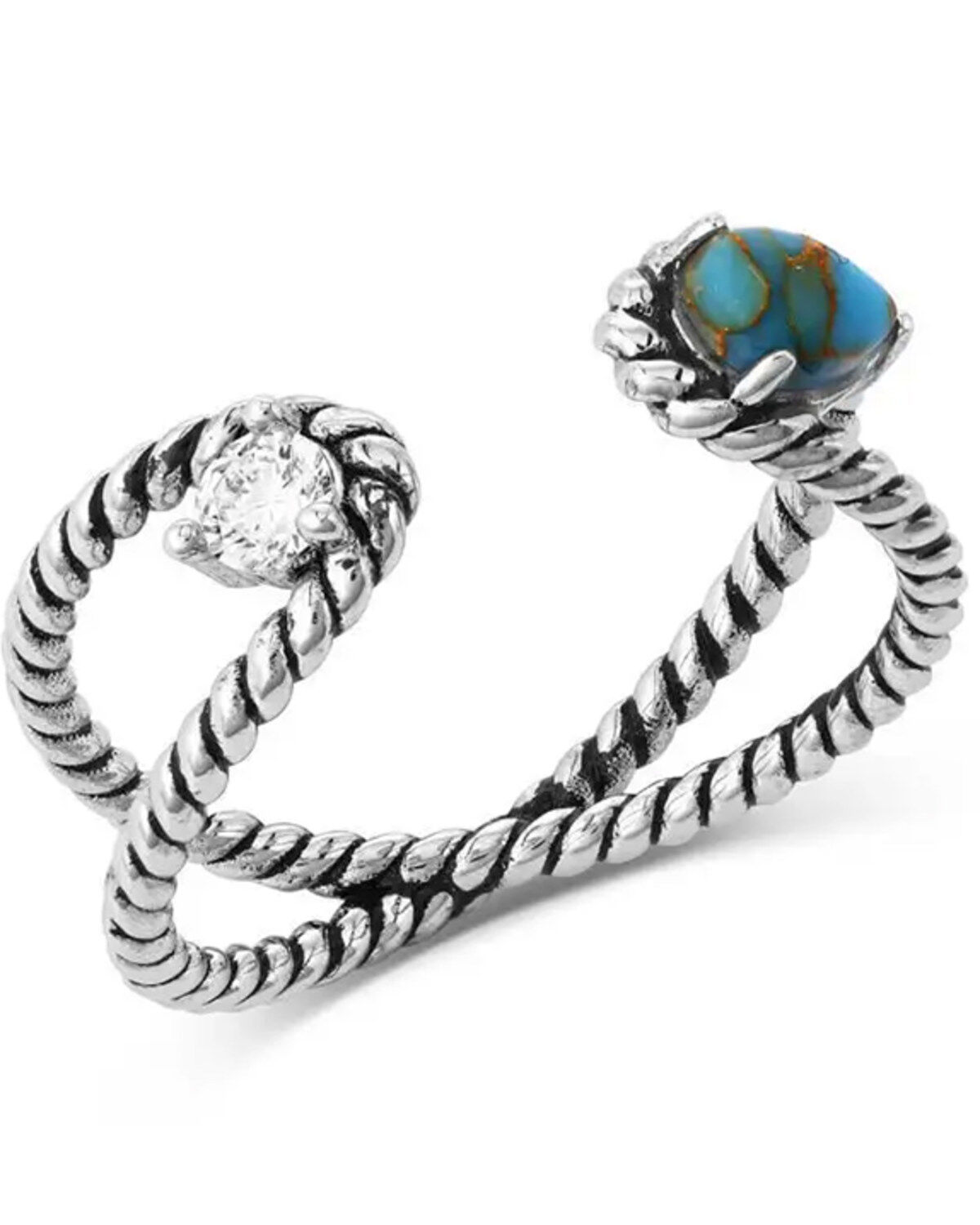 Women's Montana Silversmiths Stars and Sky Crystal Turquoise Open Ring