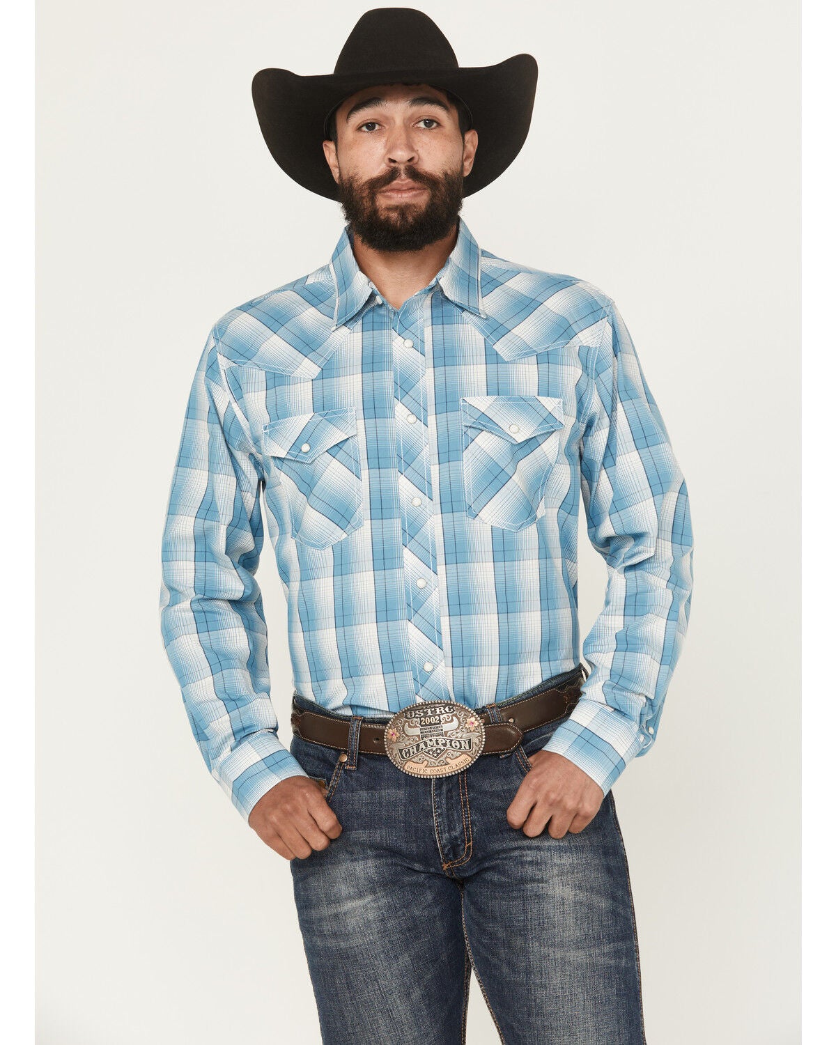 Men's Wrangler 20X Plaid Print Long Sleeve Snap Stretch Western Shirt