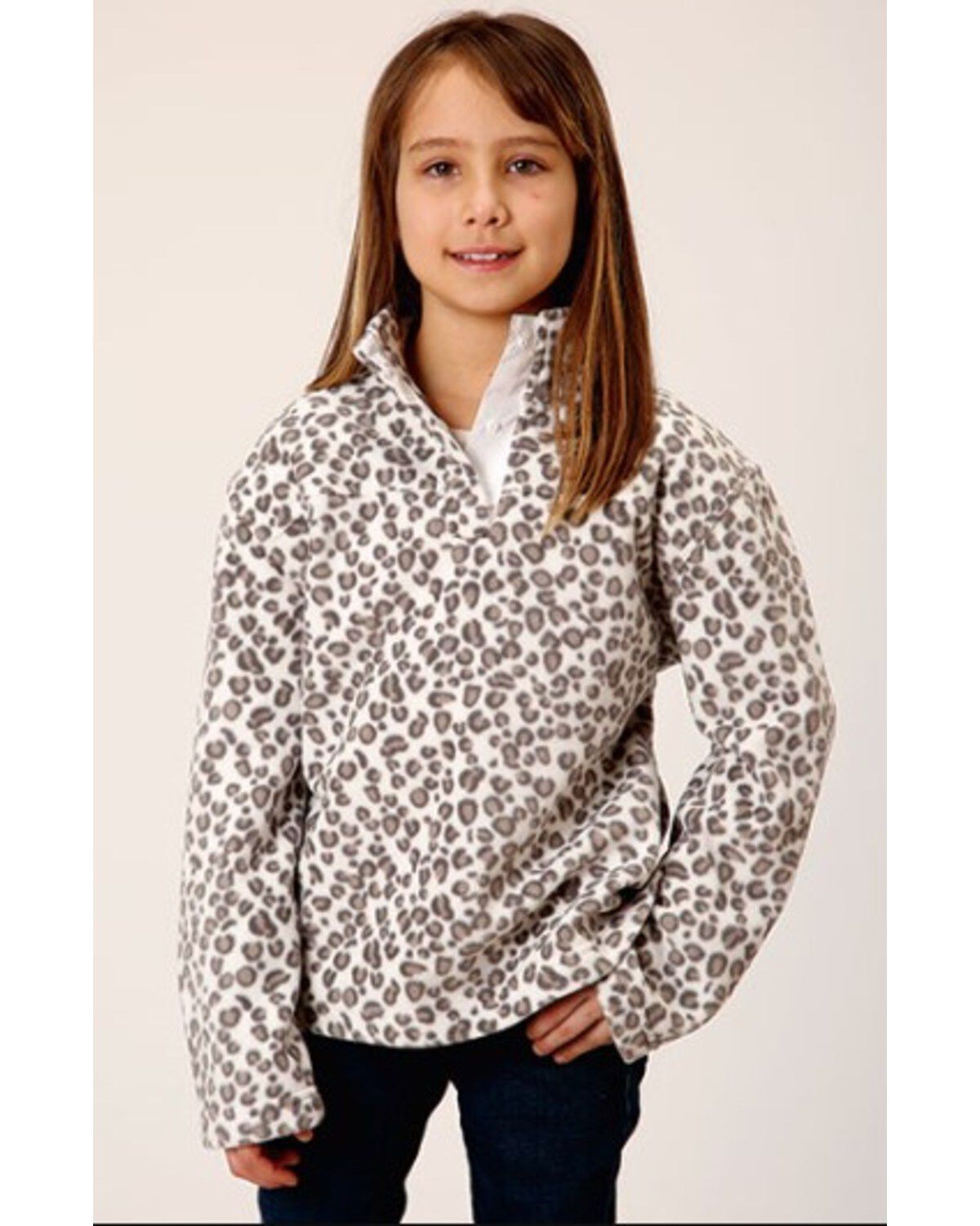 Girls' Roper Leopard Print Micro Fleece Pullover