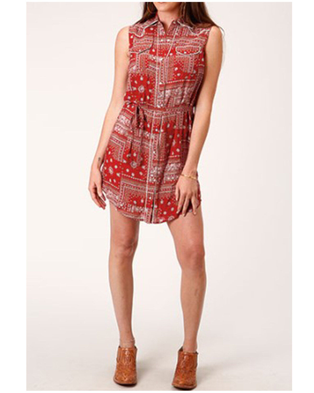 Women's Stetson Bandana Print Sleeveless Shirt Mini Dress