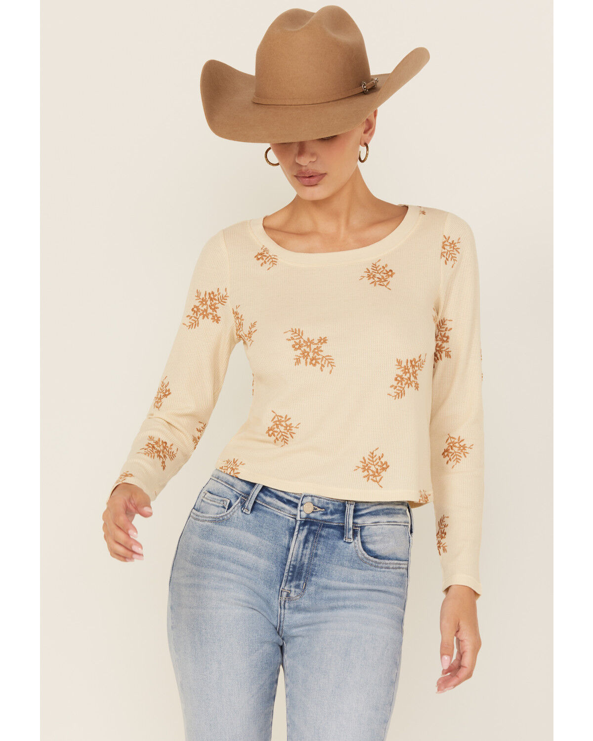 Women's Cleo + Wolf Calvin Floral Embroidered Long Sleeve Thermal Shir