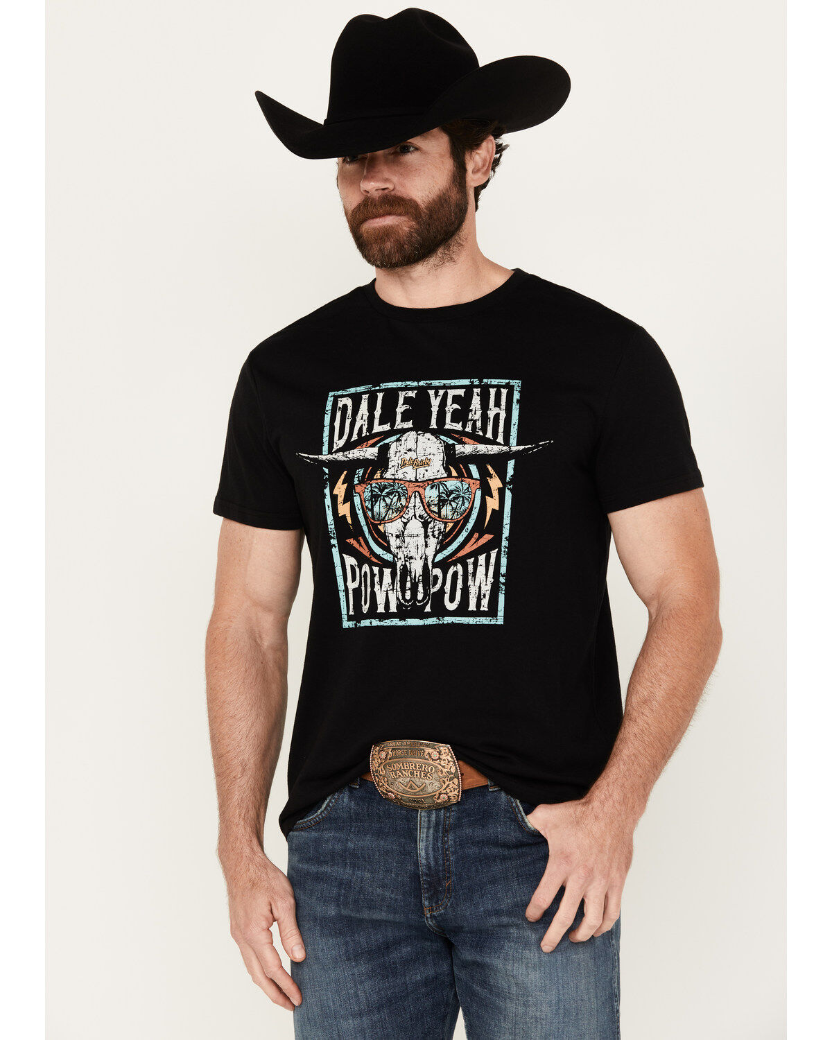 Men's Rock & Roll Denim Pow Pow Short Sleeve Graphic T-Shirt