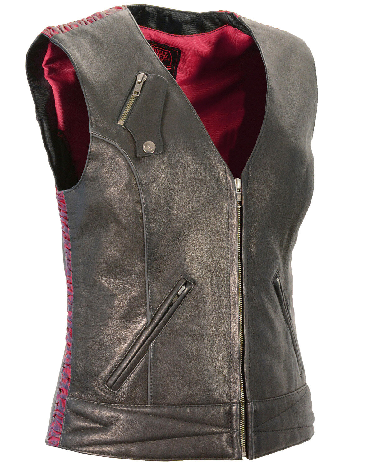 Women's Milwaukee Leather Lightweight Crinkle Snap Front Vest - 3X