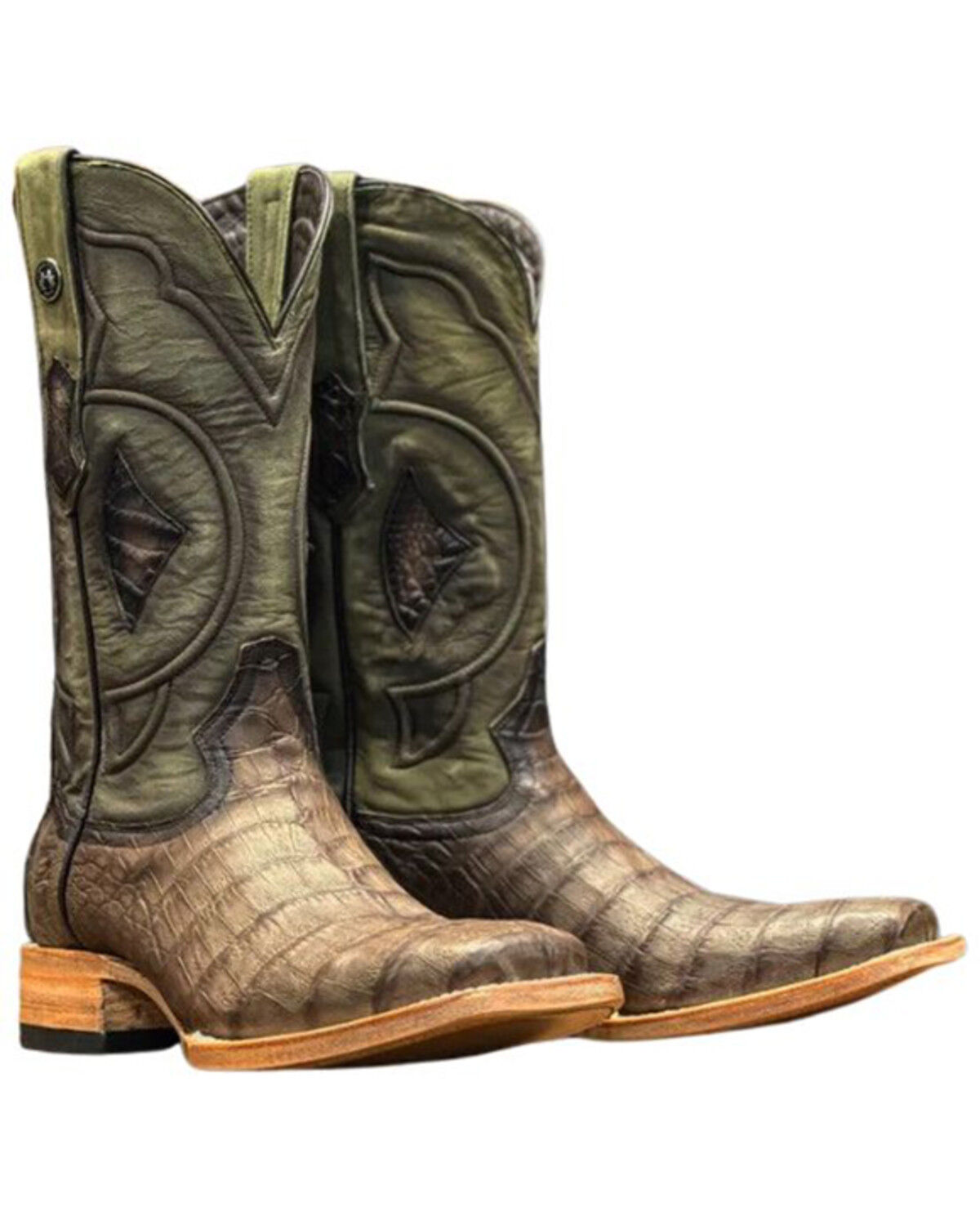 Men's Tanner Mark Exotic Caiman Tall Western Boots - Broad Square Toe