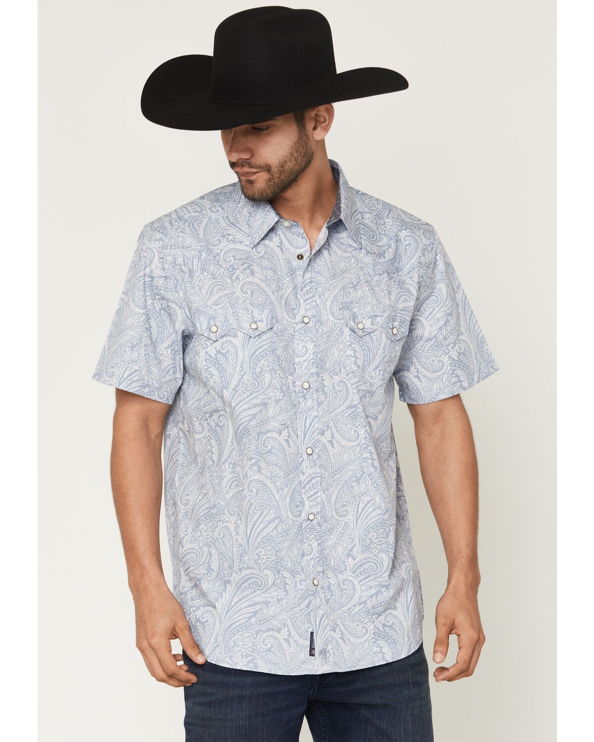 Men's Moonshine Spirit Smoke Paisley Print Short Sleeve Snap Western