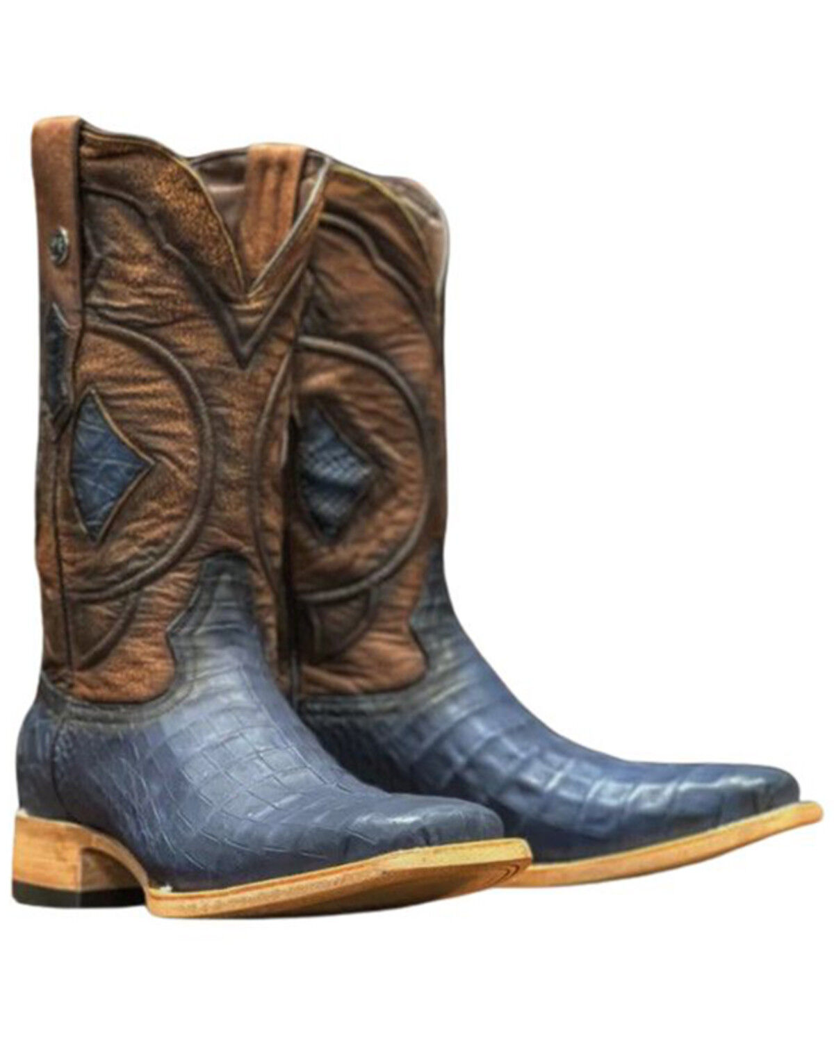 Men's Tanner Mark Exotic Caiman Tall Western Boots - Broad Square Toe