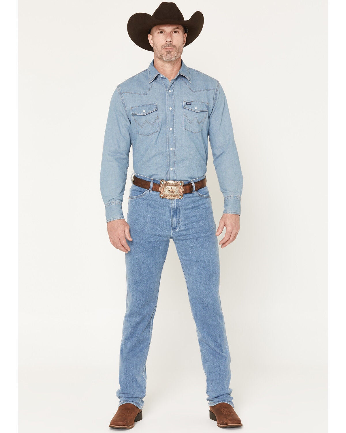 Men's Wrangler 936 Toughlite Medium Wash Cowboy Cut Slim Straight Stre