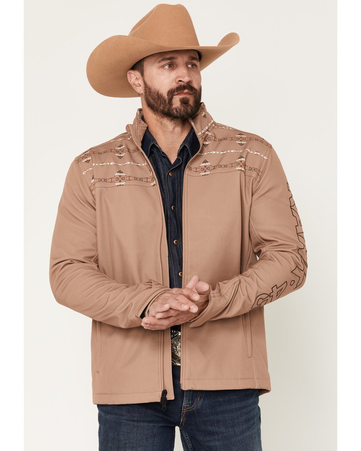Men's RANK 45 Spurs Southwestern Print Colorblock Softshell Jacket